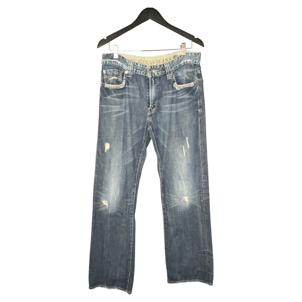 Guess Men's Distressed Blue Desmond Relaxed Jeans Size 32X32
